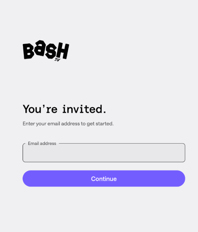Creating a Bash.tv account in a web browser